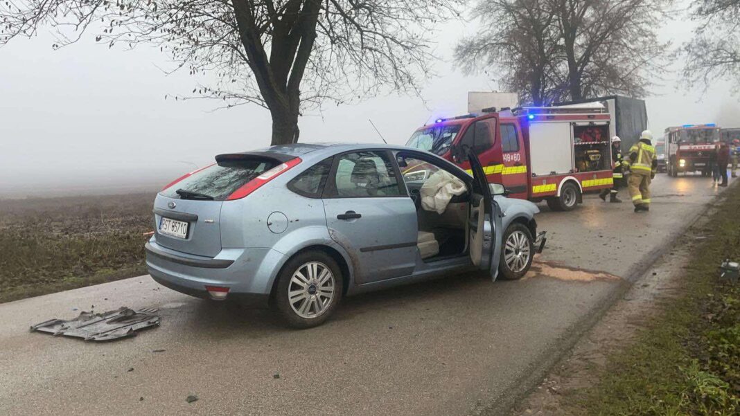 Wojciechowice: Samochód z kobietą i dwójką dzieci uderzył w drzewo