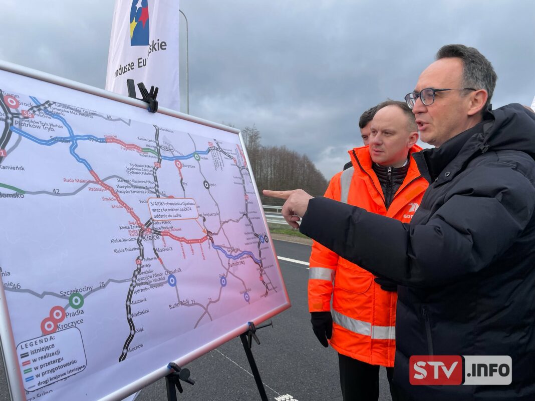 Minister Dariusz Klimczak na obwodnicy Opatowa. Otwarcie traktu w piątek, 12 grudnia